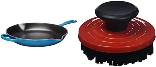 Le Creuset Enameled Cast Iron Signature Iron Handle Skillet, 11.75″ (2-3/8 qt.), Marseille & Nylon Brush, 3 1/4″, Cerise Le Creuset Enameled Cast Iron Signature Iron Handle Skillet, 11.75″ (2-3/8 qt.), Marseille & Nylon Brush, 3 1/4″, Cerise