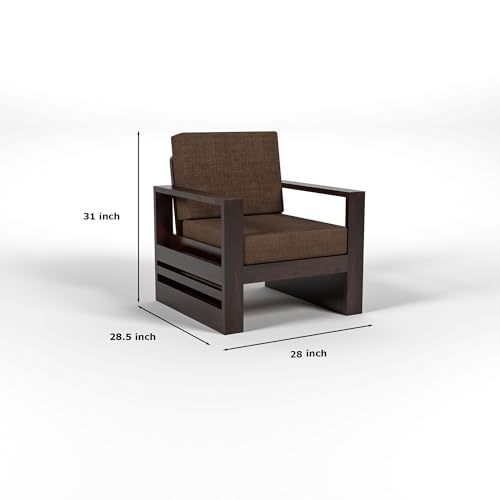 Image of Solid Sheesham Wood 5 Seater Sofa Set (3+1+1) - Elegant Wooden Sofa Set for Living Room Home Decor (Design 9)
