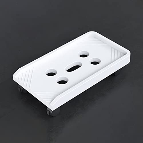 Soporte para CPU de piso, carrito móvil con 4 ruedas giratorias y frenos, para torre de escritorio (Color: Blanco con frenos, Tamaño: 455x225x88 mm)