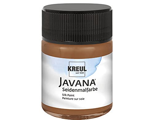 KREUL 8107 - Javana Peinture sur soie en pot de 50 ml, brun, couleur hautement pigmentée et brillante à base d'eau, au caractère fluide et liquide, pénètre profondément dans les fibres