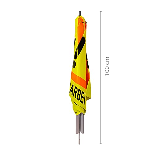 Warnpyramide/Faltsignal - MÄHARBEITEN - VZ101-Ausrufezeichen (2 - tagesleuchtend gelb, 70 cm leicht mit Mittelfuß)