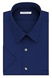 Van Heusen Men's Dress Shirts Short Sleeve Poplin Solid, persian blue, 17' Neck