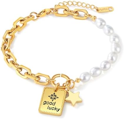 Bracelet for Women Dainty Pearl Bracelets Charm Dainty Pearl Oysters Flower Stainless Steel Bracelets
