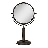 Zadro Anaheim 8.75” Round Non-Lighted Makeup Mirror 5X 1X Magnifying Makeup Mirrors Rotating Head Makeup Mirror for Desk