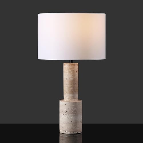 Lámpara de mesa Tywin Travertine/Blanco dimmable 27 pulg miniatura 3