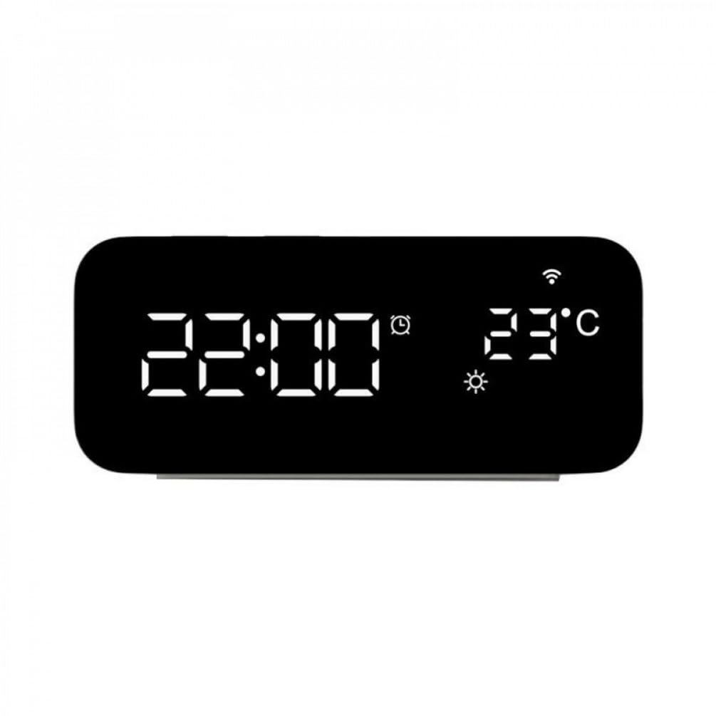 Tuya - Reloj despertador inteligente WiFi USB de escritorio de carga rápida, visualización de temperatura meteorológica, reloj despertador, temporizador, control de voz