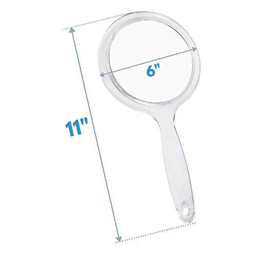 Rucci Round Hand Held Magnifying Makeup Mirror 10X 1X Clear Acrylic Double-Sided Mirror With Handle Personal Mirror For Women (Round 5 Inch) #TOP5