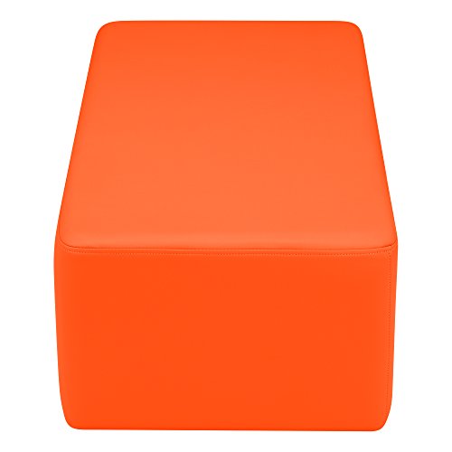 Image of Sprogs 12 inch H Structured Rectangle Stool -Flexible Modular Collaborative Soft Seating for Office, Home, Lounge and School Classrooms with Durable Frame -Orange