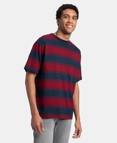 Image of Jockey UM24 Men's Super Combed Cotton Rich Striped Oversized T-Shirt