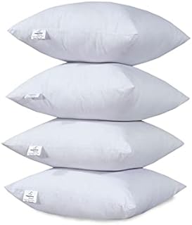 Soft Bedding Cushion Inner Inserts Square Pillows Pads PollyCotton Hotel Quality Inner Stuffer 100% Hallowfibre Filling New (4, 20" x 20" (50 x 50 cm))