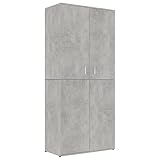 vidaXL Mueble Zapatero Armario Estante Estantería para Zapatos Recibidor Perchero Entrada Pasillo Salón de Contrachapada Gris Hormigón 80x39x178 cm