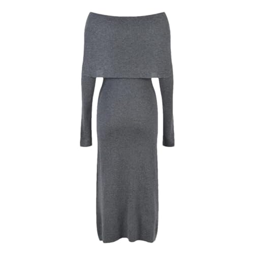 Wool Knitted Dress for Women Long Sleeve Sweater Dresses Midi Knitted Sweater Dress