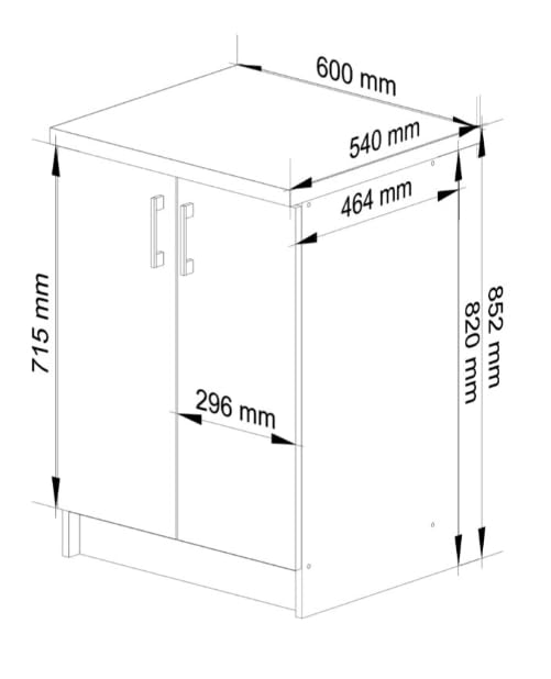 BDW - Küchenschrank Weiß/Sonoma - Schrank Küche mit Türen und Arbeitsplatte - Schrank 60 cm breit, 85 cm hoch - Küchenschränke Einzeln, Küchenmöbel Einzelteile