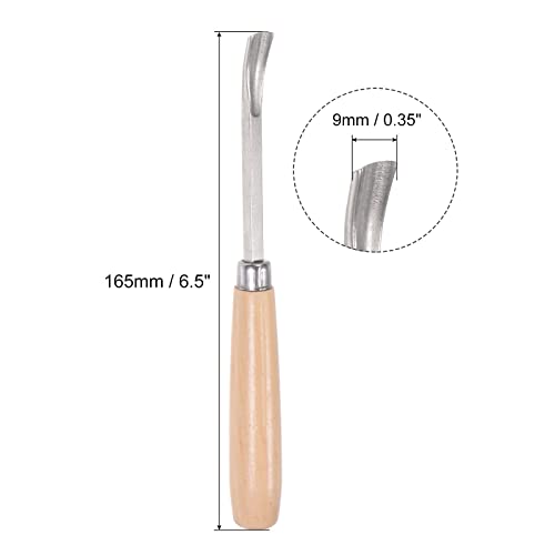 uxcell Wood Chisels Carving Knife, 10mm Chrome Plated 45# Carbon Steel Curved Half-round Tip Woodworking Hand Tool Graver 165mm (6.5-Inch) Length - Image 2