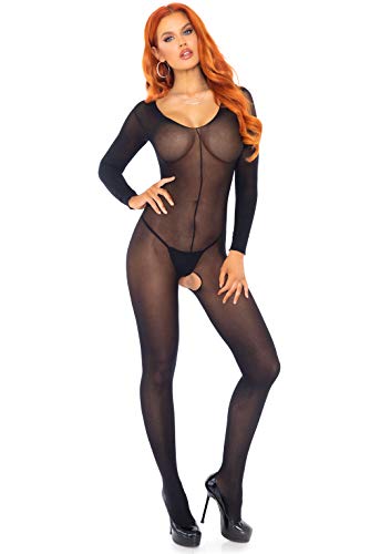 LEG AVENUE, 8297 Durchscheinend Langärmliges Bodystocking, Schwarz, Wenn Geschmack, One size, 1 stück - Afbeelding 3