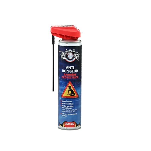 ERC - Spray Anti-Rongeurs Voiture | Répulsif Rats et Souris | Protection Câbles, Caoutchoucs, Durites | Action Immédiate | Répulsif Olfactif pour Garage, Grenier, Moteur, Bateau | Aérosol 300ML
