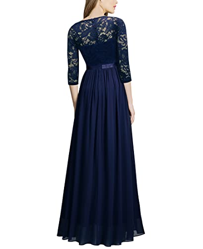 MISSMAY Women's Vintage Floral Lace V Neck Evening Bridesmaid Formal Long Dress2