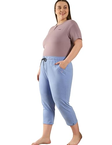 Image of CUPID Woman's Plus Size Plain Cotton Half Pant, 3 /4th Sports n Casual Night Short Pant, Knee Length Indoor n Outdoor Capris for Ladies