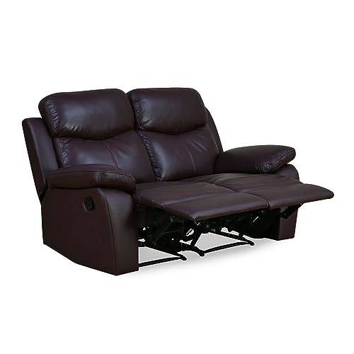 Image of Torque - Weston 2 Seater Leatherette Manual Recliner | Recliner Sofa /Chair for Living Room, Bedroom, Office (Brown) | 1 Year Warranty