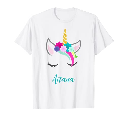 T-Shirt Personalizada Nombre Aitana Unicornio Camiseta