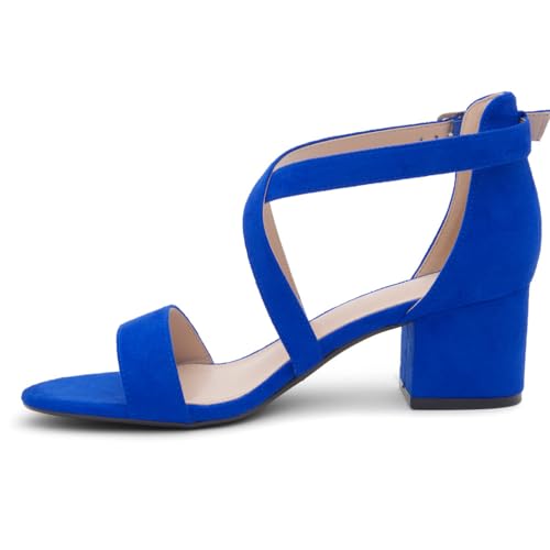 Image of Shoe Land SL-LESSA Women's Low Heels Open Toe Dress Heeled Sandals Cross Ankle Strap Chunky Block Short Heel Pumps Shoes for Office Prom Wedding Party
