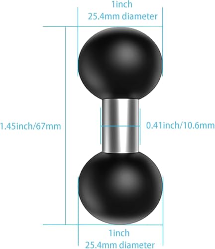Image of 1 inch Ball Mount Base Adapter to 1 inch Ball Extension Arm Compatible with RAM Mount B Size Standard Dualball Socket Arms for Bike /Motorcycle /Camera /GPS (Black1)