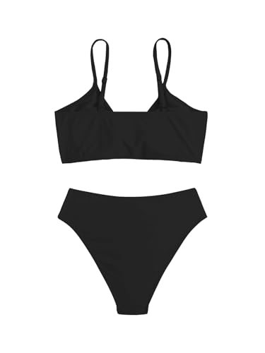 Image of COZYEASE Girls' 2 Piece Ditsy Floral Print Knot Front Ruched Triangle Bikini Swimsuit