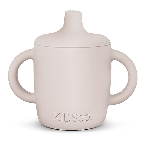 Image of KIDSco. Silicone Sippy Cup and Training Cup for Baby 6 months+ Soft Spout and Handles Unbreakable Easy Grip for Babies 6-12 months and Toddlers 1-3 years 5oz/150ml (Sandy Shore)