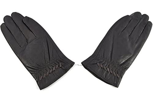 Gants en cuir noir taille L hiver chauds et élégants pour homme femme