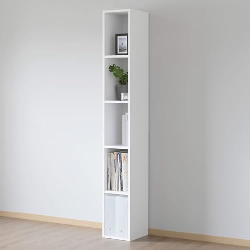 山善(YAMAZEN) 棚 本棚 カラーボックス A4ファイル対応 5段 スリム 幅25×奥行29×高さ180cm 耐荷重90kg 横置き 積み重ね可能 収納 組立品 ホワイト CABR-1825(WH)