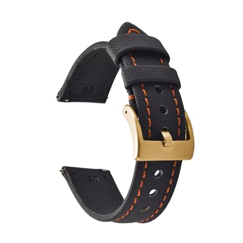 SiChouwz 18mm 20mm 22mm �Z�C���N���X�E�H�b�`�X�g���b�v �t�@�u���b�N�i�C�����E�H�b�`�o���h ���U�[�o���h �N�C�b�N�����[�X���X�g�o���h�x���g(Black Orange-Gold,18mm)