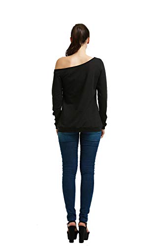 Image of MAGICMK Woman's Sweatershirt Lips Print Causal Blouse Off The Shoulder Long Sleeve Loose Slouchy Pullover Plus Size Tops