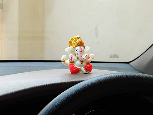 Image of Handmade Showpiece Polyresin Ganesh Idols and Figurines for Spiritual Vaastu Pooja Decorative Sculpture for Puja Gifts & Decoration Items for Home Decor (2.3 Inch Yellow Ganesh ji)
