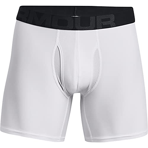 Under Armour mens Tech 6-inch Boxerjock 1-Pack , White (100) Black , Medium