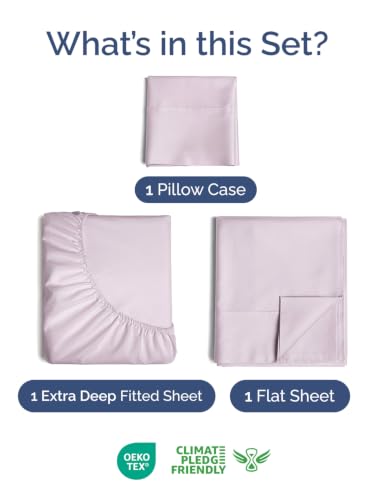 Image of Extra Deep Pocket Twin XL Sheet Set - Breathable & Cooling - Light Lavender