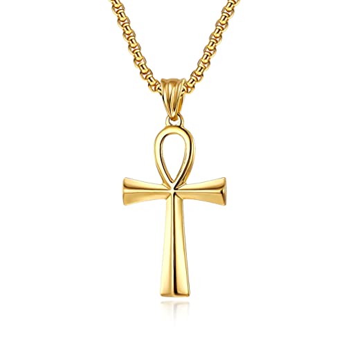 Collier croix Ankh homme en acier inoxydable durable avec une finition haut de gamme