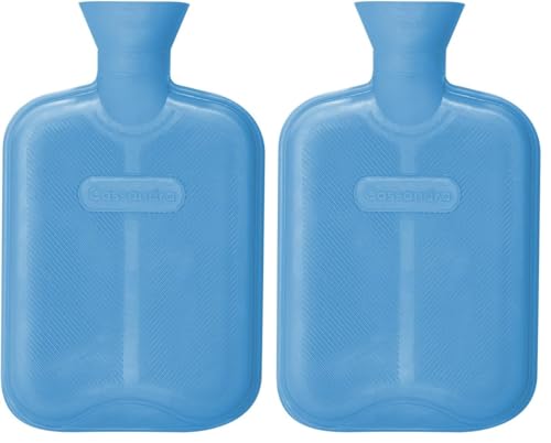 Image of CASSANDRA Hot Water Bottle, Ribbed Surface Both Sides, 1.8 Litre, 5 Year Cassandra Guarantee, Colour Received Varies (Pack of 2)