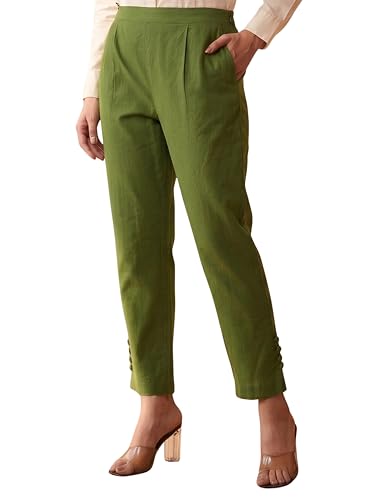 Image of Yash Gallery Women's Regular Fit Mid Rise Solid Lycra Trouser Regular Pants