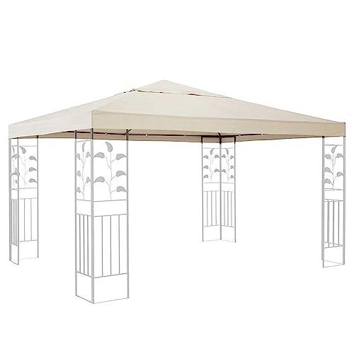 Cubierta de repuesto impermeable de 3 m x 3 m con parte superior ventilada, tela de poliéster 300D duradera en color beige, ideal para uso en verano al aire libre