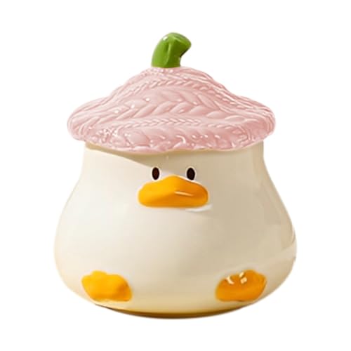 Taza de té divertida con forma de animal, taza de pato bonita, 400 ml, cerámica pintada a mano con tapa y asa, divertida taza de dibujos animados para jugo, leche, chocolate caliente, vajilla de
