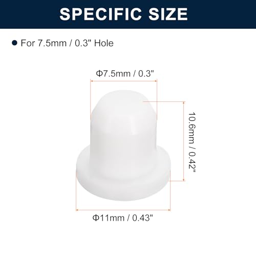 Image of uxcell 20 Pieces White Rubber Stopper, S7.5 Waterproof Plug Holes for 7.5mm / 0.3 inch Hole