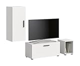 xonox.home – Wohnwand The One 75x34x34 cm in Weiß Nachbildung – Kompaktes Hängeregal mit 1 Tür, 1 Klappe und 5 Fächern – Modernes Design mit offenem Fach für Deko & vielseitigem Stauraum im Flur