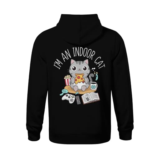 Kids Funny Indoor Gaming Cat Pizza Lover Boys Girls Lightweight Kangaroo Pocket Fleece Hoodies3