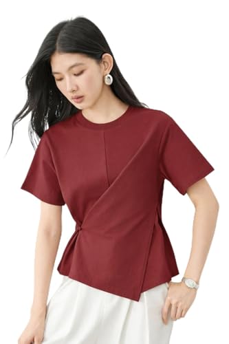 Image of Zilcon Woman Half Sleeve Round Neck Womens Tops Beach Vacation Fashion Clothes Casual Summer Spring Winter Fall Outfits Tops