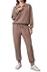 PINSPARK Jogginganzug Damen Set Trainingsanzug Halber Reißverschluss Zweiteiler Tracksuit Langarm Outfit Freizeitanzug Einfarbig Jogger Sportanzug Taupetastisch S