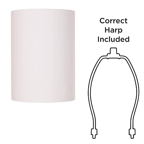 White Cotton Small Drum Cylinder Lamp Shade 8" Top X 8" Bottom X 11" High (Spider) Replacement With Harp And Finial - Springcrest #TOP5