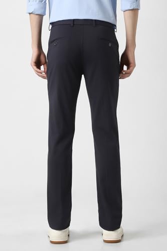 Image of Peter England Men's Slim Fit Mid Rise Formal Stretchable Knit Super Trouser | Comfort Lycra | 360-Degree Stretch