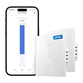Meross Interrupteur Volet Roulant Connecté (FIL NEUTRE REQUIS), Lot de 2 Interrupteur de Rideau Compatible avec Alexa et Google Home, Contrôle de Pourcentage, Commande Vocale et Contrôle à Distance