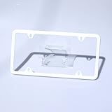 Circle Cool Matte White Powder Coated Stainless Steel License Plate Slim Four Hole Frame Holder Bracket
