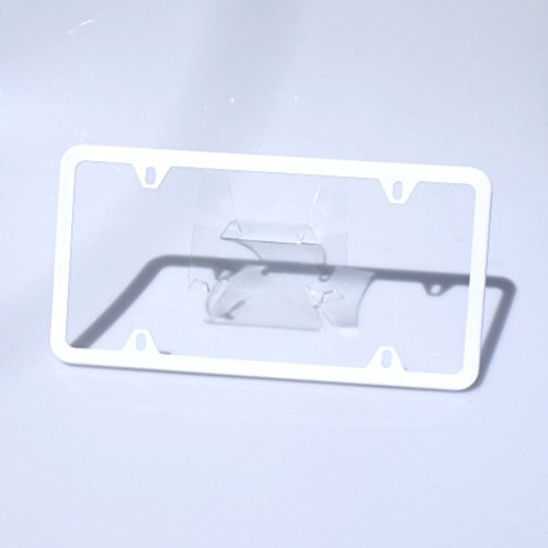 Circle Cool Matte White Powder Coated Stainless Steel License Plate Slim Four Hole Frame Holder Bracket